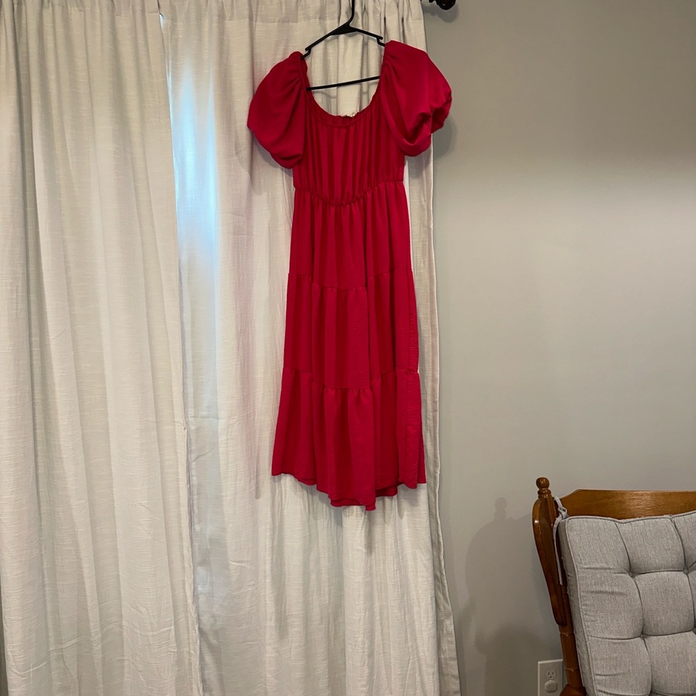 See You Monday Bright Pink Tiered Dress